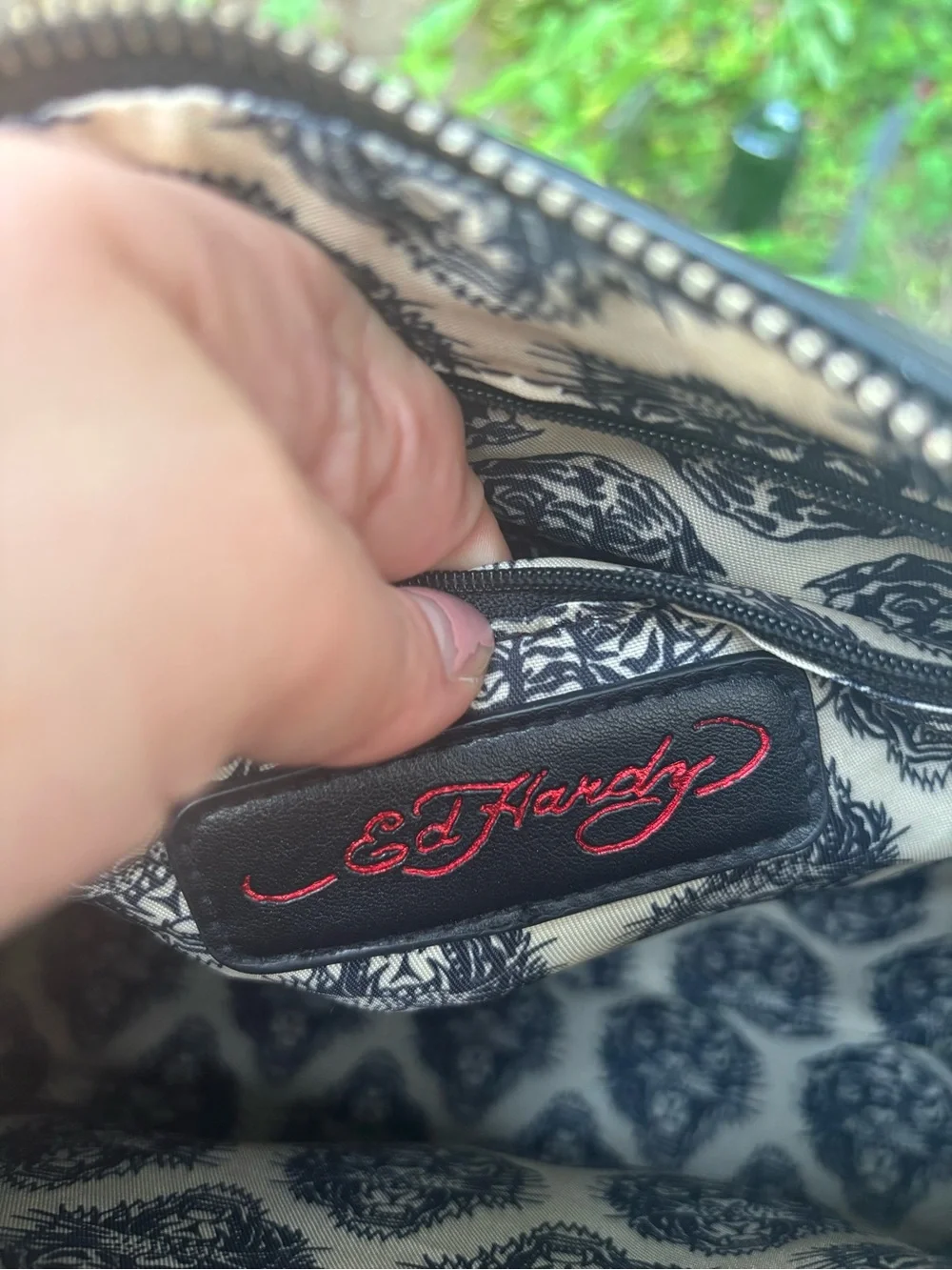 Ed Hardy Black Tattoo Flash Print Satchel Crossbody Bag Street Style Whimsygoth